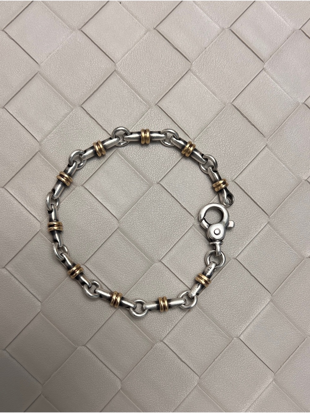 Authentic Tiffany & Co. Two-Tone Silver and Gold Link Bracelet 8 inches long